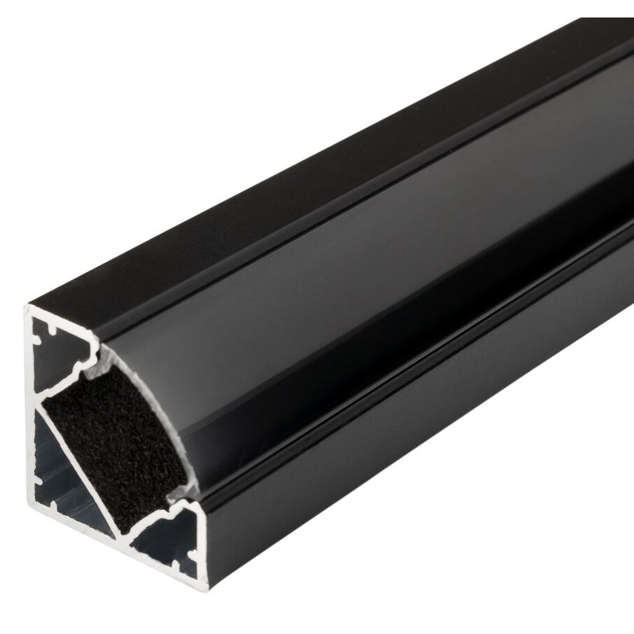 Profilis LED juostai, paviršinis, juodas, juodas dangtelis, 19x19mm Profilis LED juostai, paviršinis, juodas, juodas dangtelis, 19x19mm