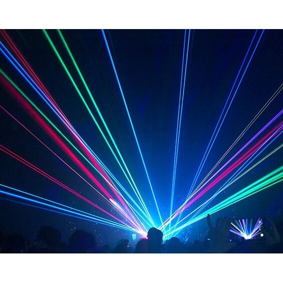 RGB skanuojančių lazerių sija, 12W 3