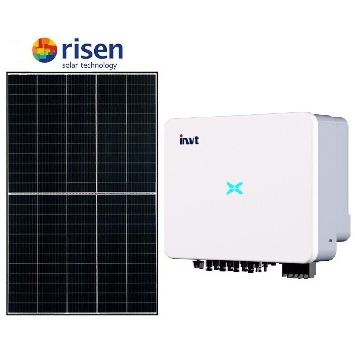 Solar power plant set for flat roof, 10kW, Jinko 450Wp panels, INVT on-grid inverter, installation materials