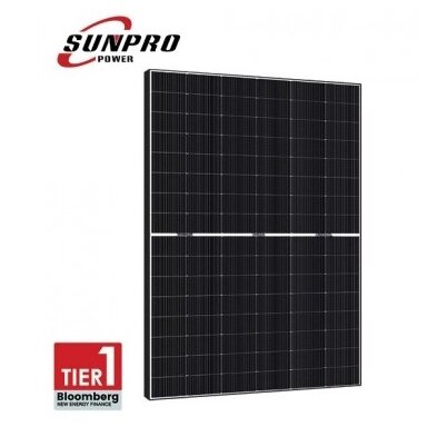 SunPro saulės panelė, 450Wp, monokristalinė, dvipusė, N-Type, Topcon, juodas rėmas SunPro saulės panelė, 450Wp, monokristalinė, dvipusė, N-Type, Topcon, juodas rėmas