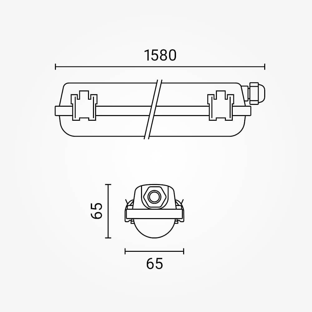 Fixture One Side Power LED Tube, T8, 1x150cm, IP65, SS Clips 4