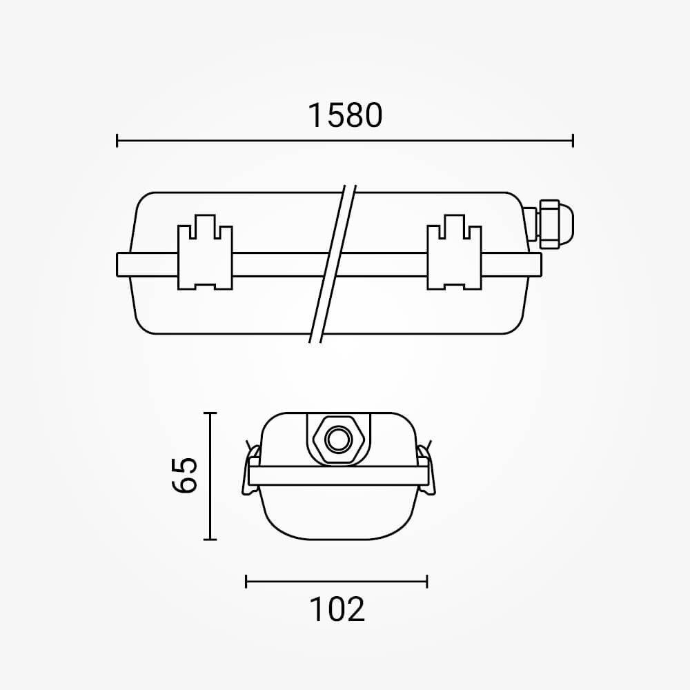 Fixture One Side Power LED Tube, T8, 2x150cm, IP65, SS Clips 4