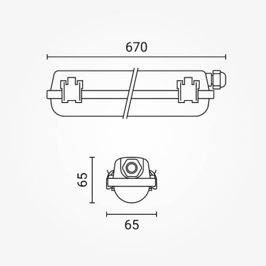 Fixture One Side Power LED Tube, T8, 1x60cm, IP65, SS Clips 4