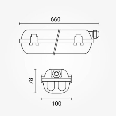 Fixture With LED Tube T8, 18W, (2*9W), White Light 3