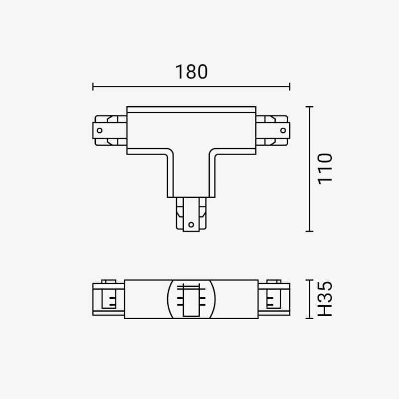 T-Connector For LED Track System, Black 1
