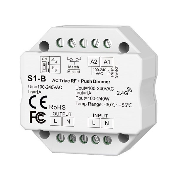 TRIAC Dimmer, AC100-240V, 1A, Remote Control