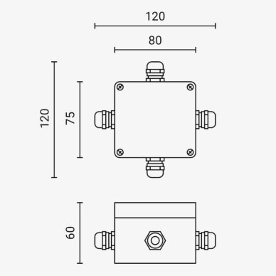 Waterproof Aluminium Box Terminal Block, IP68, Junction Box, 4 Terminals, Diagonal 4