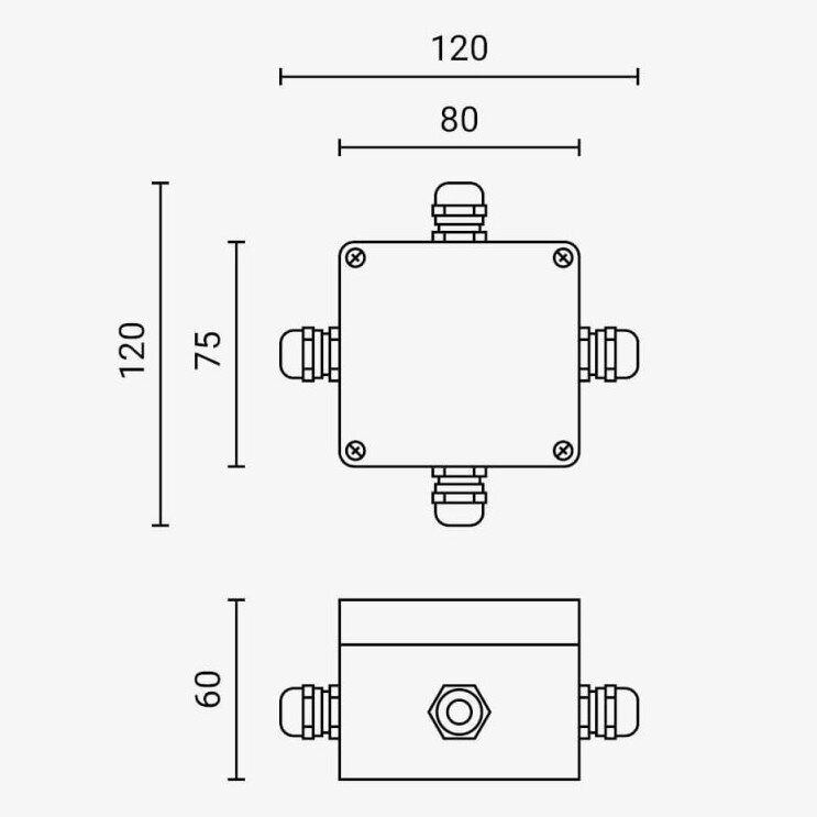 Waterproof Aluminium Box Terminal Block, IP68, Junction Box, 4 Terminals, Diagonal 4
